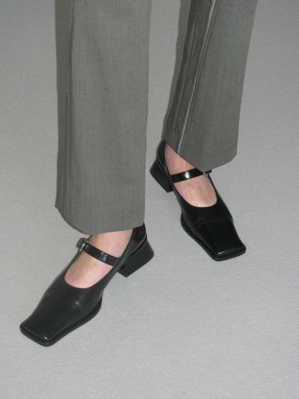 Paloma Wool Betta Mary Janes, Black Leather Square Toe Block Heel Size 38 US 7.5